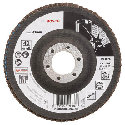 Bosch 115 mm 40 Kum Best Serisi Inox Flap Disk - 1