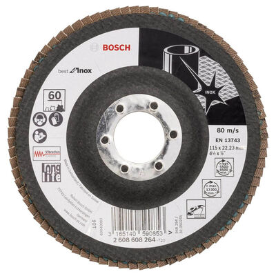 Bosch 115 mm 60 Kum Best Serisi Inox Flap Disk - 1