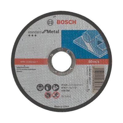 Bosch 115*1,6 mm Standard Seri Düz Metal Kesme Diski (Taş) - 1