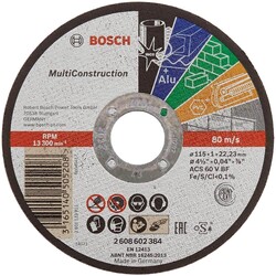 Bosch 125*1,0 mm Çoklu Malzemelerde Kullanım İçin Düz Kesme Diski (Taş) - 1