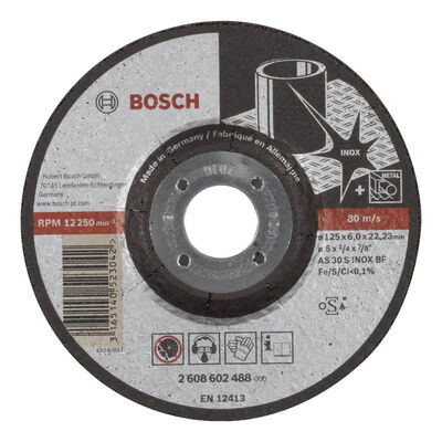 Bosch 125*6,0 mm Expert Serisi Bombeli Inox (Paslanmaz Çelik) Taşlama Diski (Taş) - 1