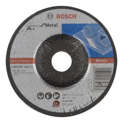 Bosch 125*6,0 mm Standard Seri Bombeli Metal Taşlama Diski (Taş) - 1