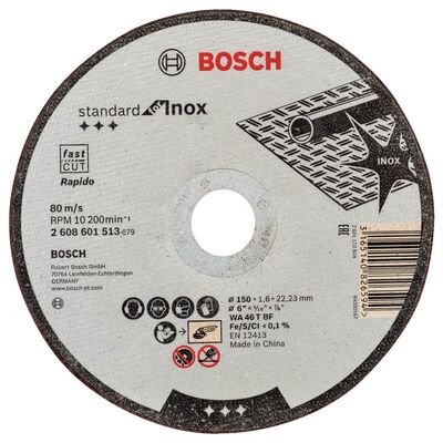 Bosch 150*1,6 mm Standard Seri Düz Inox (Paslanmaz Çelik) Kesme Diski (Taş) - Rapido - 1