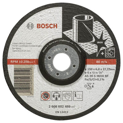 Bosch 150*6,0 mm Expert Serisi Bombeli Inox (Paslanmaz Çelik) Taşlama Diski (Taş) - 1