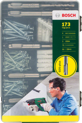 Bosch 173 Parça Dübel, Vida, SDS Plus Matkap Uçlu Sabitleme Aksesuar Seti - 2607017163 - 2