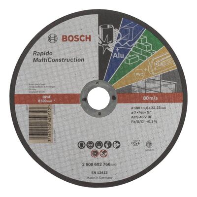 Bosch 180*1,6 mm Çoklu Malzemelerde Kullanım İçin Düz Kesme Diski (Taş) - 1