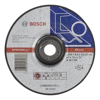 Bosch 180*8,0 mm Expert Serisi Bombeli Metal Taşlama Diski (Taş) - 1