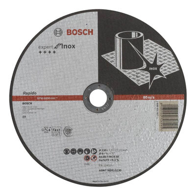 Bosch 230*1,9 mm Expert Serisi Düz Inox (Paslanmaz Çelik) Kesme Diski (Taş) - Rapido - 1