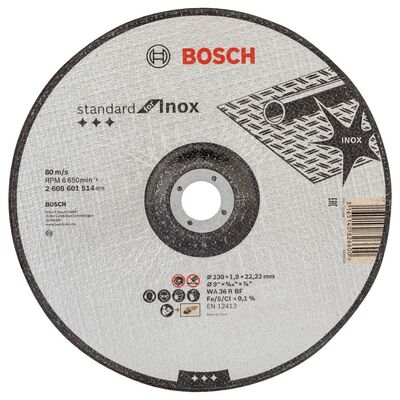 Bosch 230*1,9 mm Standard Seri Düz Inox (Paslanmaz Çelik) Kesme Diski (Taş) - 1