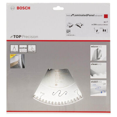 Bosch Best Serisi Hassas Kesim Aşındırıcı Kaplamalı Lamine Panel için Daire Testere Bıçağı 250*30 mm 80 Diş - 2
