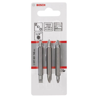 Bosch Çift Taraflı Vidalama ucu PH1/PZ1/S0*60 mm 3lü - 2