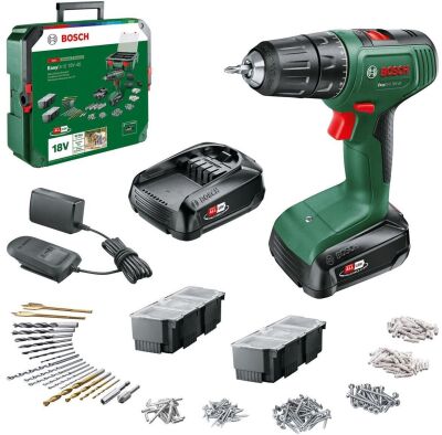 Bosch EasyDrill 18V-40 Çift Akülü Delme Vidalama (2x1.5Ah) + 241 Parça Aksesuar Seti - 06039D8007 - 1