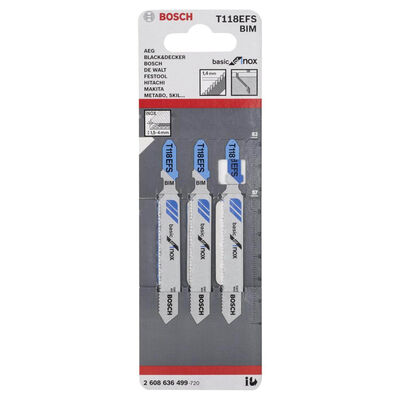 Bosch Ekonomik Seri Inox (Paslanmaz Çelik) İçin T 118 EFS Dekupaj Testeresi Bıçağı - 3Lü Paket - 2