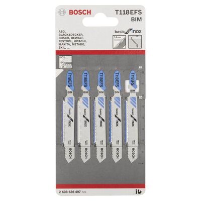 Bosch Ekonomik Seri Inox (Paslanmaz Çelik) İçin T 118 EFS Dekupaj Testeresi Bıçağı - 5Li Paket - 2