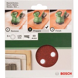 Bosch Eksantirik Zımpara Kağıdı 5'li, 125 mm 80 Kum 8 Delik - 2