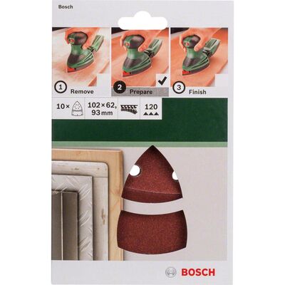 Bosch Multi Zımpara Kağıdı 10'lu, 102 x 62/93 mm 120 Kum 11 Delik - 2