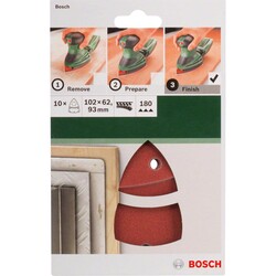 Bosch Multi Zımpara Kağıdı 10'lu, 102 x 62/93 mm 180 Kum 11 Delik - 2