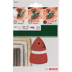 Bosch Multi Zımpara Kağıdı 10'lu, 102 x 62/93 mm 240 Kum 11 Delik - 2