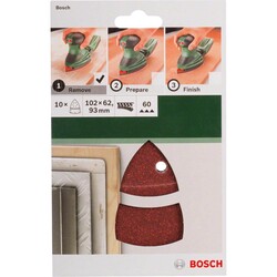 Bosch Multi Zımpara Kağıdı 10'lu, 102 x 62/93 mm 60 Kum 11 Delik - 2