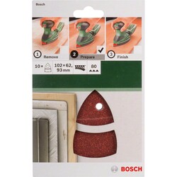 Bosch Multi Zımpara Kağıdı 10'lu, 102 x 62/93 mm 80 Kum 11 Delik - 2