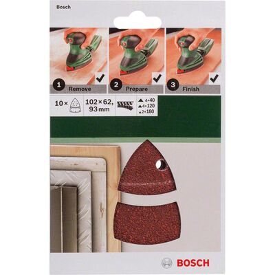 Bosch Multi Zımpara Kağıdı 10'lu Set, 102 x 62/93 mm 40/120/180 Kum 11 Delik - 2