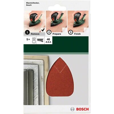 Bosch Multi Zımpara Kağıdı 5'li, 95 x 135 mm 40 Kum 4 Delik - 2