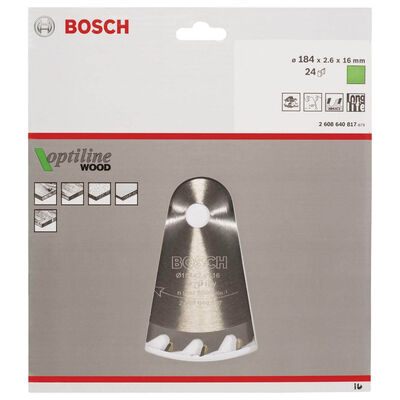 Bosch Optiline Serisi Ahşap için Daire Testere Bıçağı 184*16 mm 24 Diş - 2