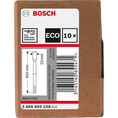 Bosch SDS-Max Şaftlı Yassı Keski 600*25 mm 10lu EKO - 2