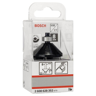 Bosch Standard Seri Ahşap İçin Çift Oluklu, Sert Metal Bilya Yataklı Pah Açma Frezesi 8*11*45 mm - 2