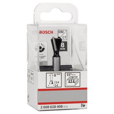 Bosch Standard Seri Ahşap İçin Çift Oluklu, Sert Metal Kırlangıç Kuyruğu Freze Ucu 8*14*55mm - 2