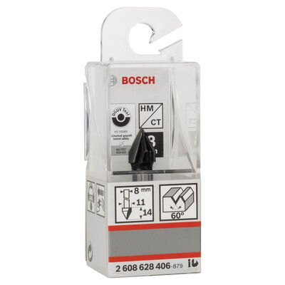 Bosch Standard Seri Ahşap İçin Çift Oluklu Sert Metal V-Kanal Freze 8*11*45 mm - 2