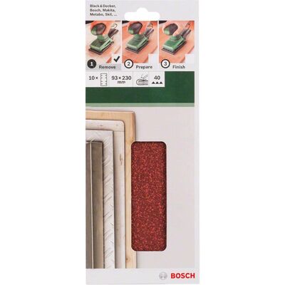 Bosch Titreşimli Zımpara Kağıdı 10'lu, 93 x 230 mm 40 Kum 8 Delik - 2