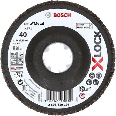 Bosch X-LOCK - 115 mm 40 Kum Best Serisi Metal Flap Disk - 1