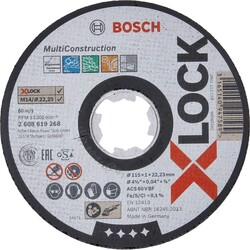 Bosch X-LOCK - 115*1,0 mm Çoklu Malzemelerde Kullanım İçin Düz Kesme Diski (Taş) - 1