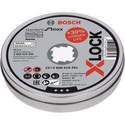 Bosch X-LOCK - 115*1,0mm Standard Seri Düz Inox (Paslanmaz Çelik) Kesme Diski (Taş) - Rapido 10lu - 1