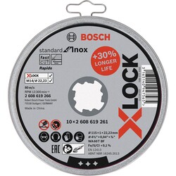 Bosch X-LOCK - 115*1,0mm Standard Seri Düz Inox (Paslanmaz Çelik) Kesme Diski (Taş) - Rapido 10lu - 2