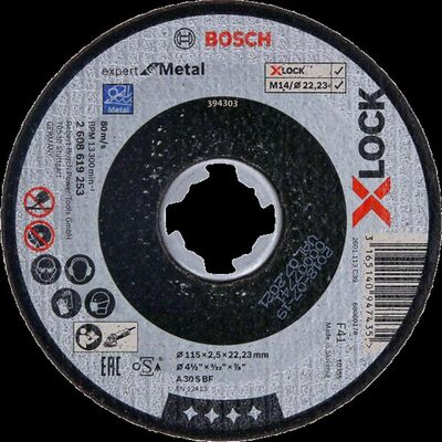 Bosch X-LOCK - 115*2,5 mm Expert Serisi Düz Metal Kesme Diski (Taş) - 1