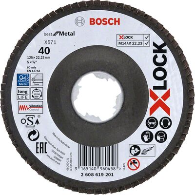 Bosch X-LOCK - 125 mm 40 Kum Best Serisi Metal Flap Disk - 1