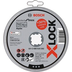 Bosch X-LOCK - 125*1,0mm Standard Seri Düz Inox (Paslanmaz Çelik) Kesme Diski (Taş) - Rapido 10lu - 2