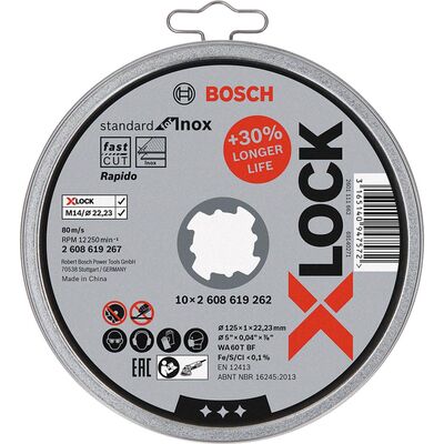 Bosch X-LOCK - 125*1,0mm Standard Seri Düz Inox (Paslanmaz Çelik) Kesme Diski (Taş) - Rapido 10lu - 2