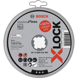 Bosch X-LOCK - 125*1,6 mm Standard Seri Düz Inox (Paslanmaz Çelik) Kesme Diski (Taş) 10lu - 2