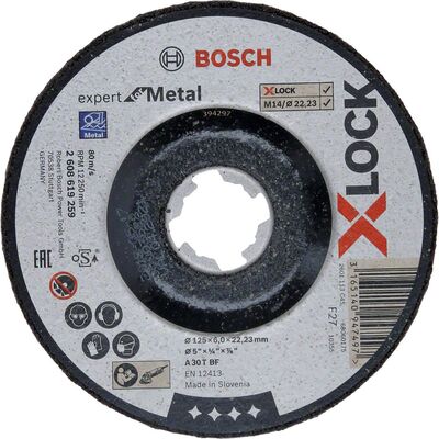 Bosch X-LOCK - 125*6,0 mm Expert Serisi Bombeli Metal Taşlama Diski (Taş) - 1