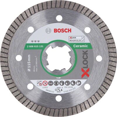 Bosch X-LOCK - Best Serisi Seramik İçin, Extra Temiz Kesim Turbo Segman Elmas Kesme Diski 115 mm - 1