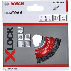 Bosch X-LOCK - Clean Serisi Metal İçin Saçaklı Yuvarlak Fırça 115*0,3 mm - 2