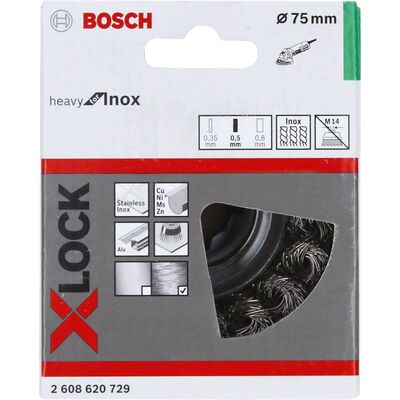 Bosch X-LOCK - Heavy Serisi Inox İçin Burgulu Tel Fırça 75*0,5 mm - 2
