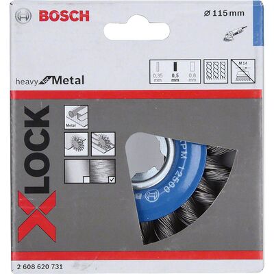 Bosch X-LOCK - Heavy Serisi Metal İçin Burgulu Yuvarlak Fırça 115*0,5 mm - 2