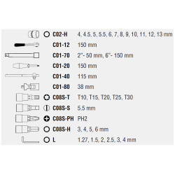 Ceta Form C00-35Ph2 35 Parça 1/4” 6 Köşe Lokma Takımı -Plastik K. - Thumbnail