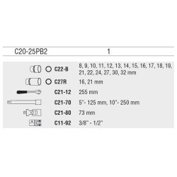 Ceta Form C20-25Pb2 25 Parça 1/2” 12 Köşe (Yıldız) Lokma Takımı - 2