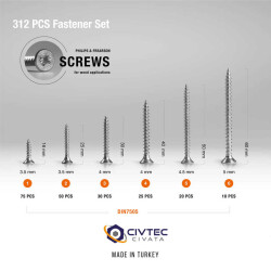 Cetin 312 Part 12 type Screw and Dowel Set - Tool Box-100 - 3