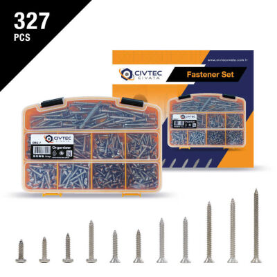 Cetin 327 Pieces 13 Types Stainless Steel Chipboard Screw Set Kit TK-23 - 10